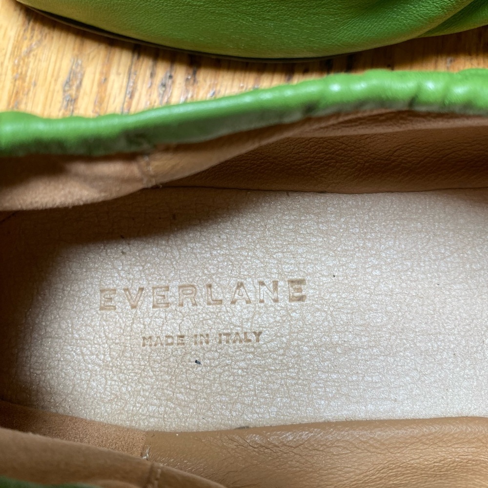 Fabulous Everlane Green Leather Scrunch Ballet Flats - Picture 7 of 12